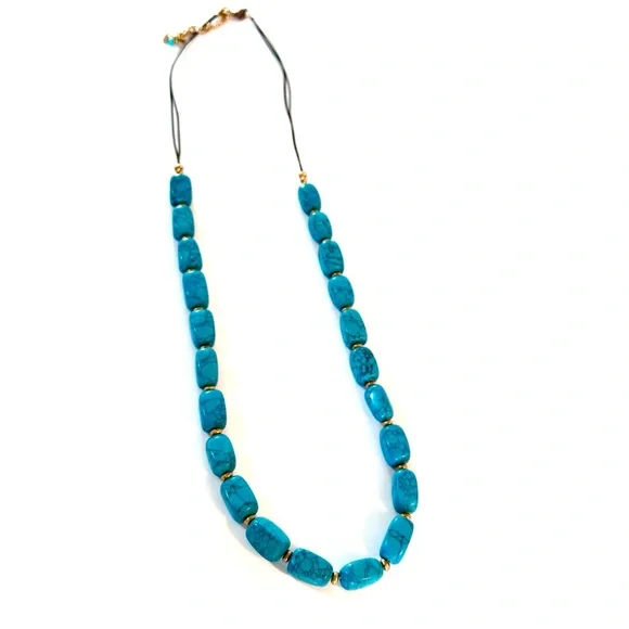 CHICO’s Turquoise Long Beaded Cord Necklace NEW - Picture 2 of 6